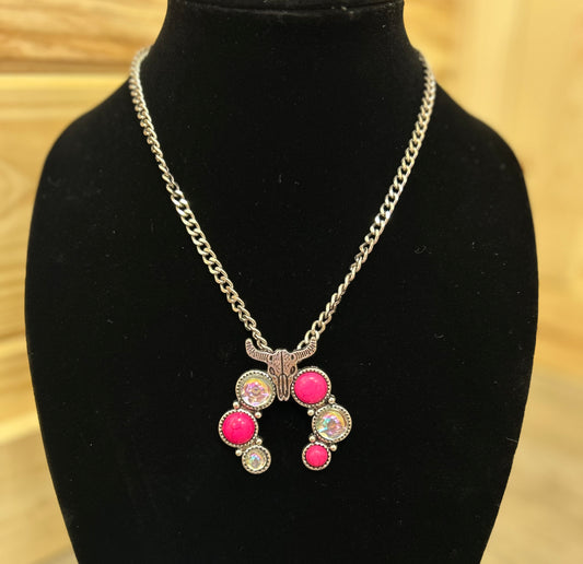 squash blossom necklace, fuchsia