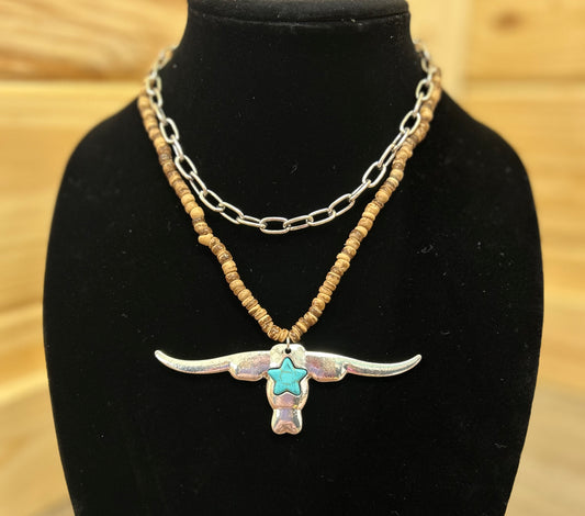 longhorn necklace, turquoise