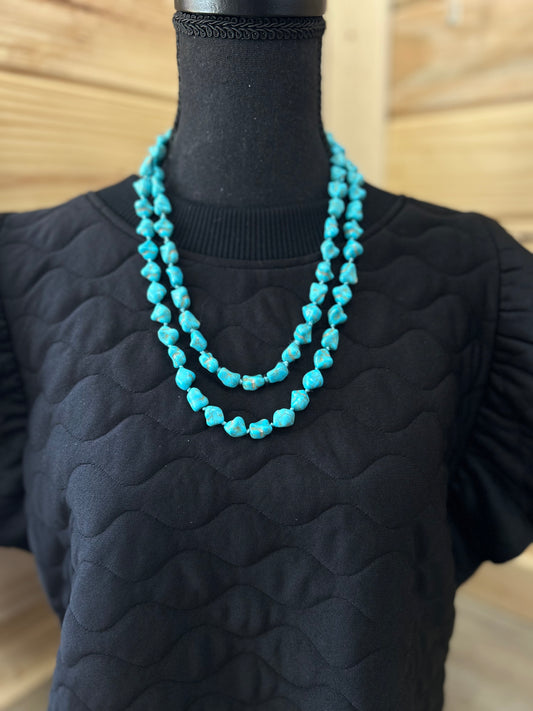 long boho turquoise necklace
