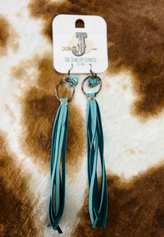 light turquoise tassel earrings
