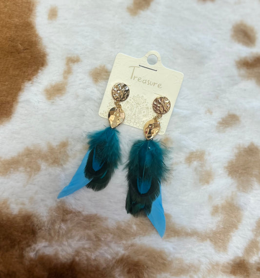 turquoise feather earrings
