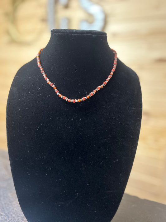 orange beaded necklace