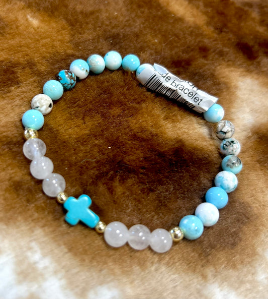 jade + howlite stretch bracelet