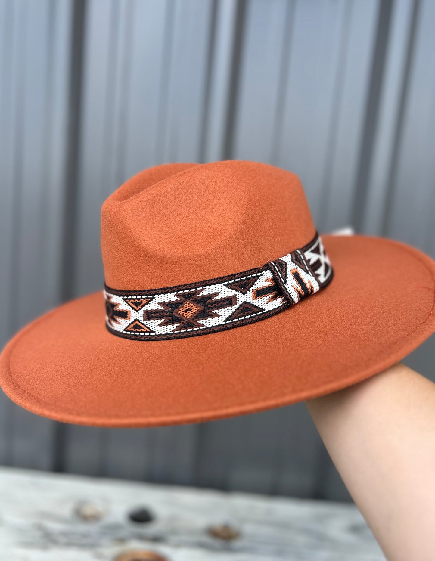 felt banded hat, rust