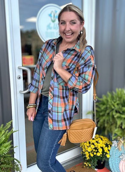 pumpkin patch flannel, orange