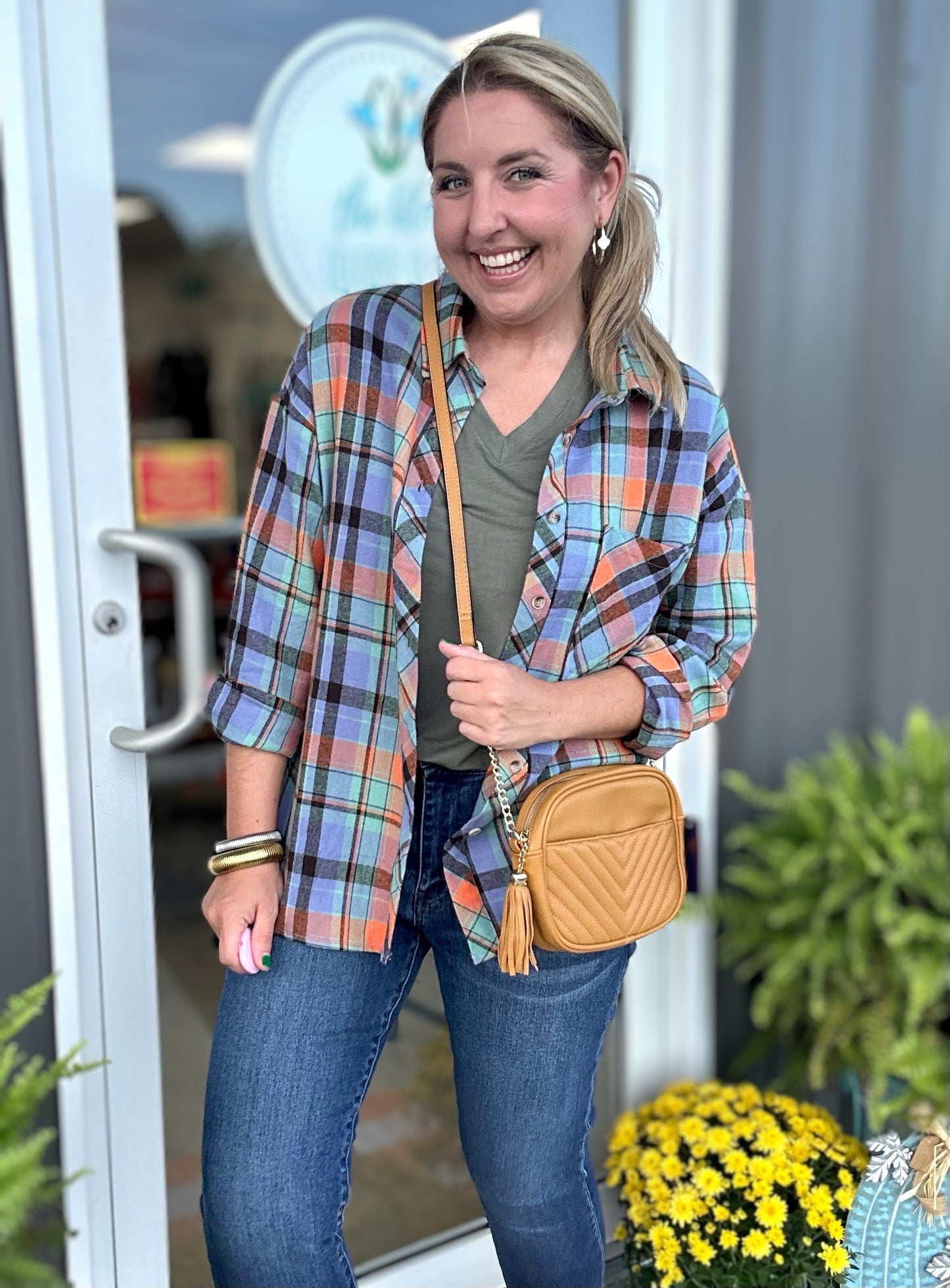 pumpkin patch flannel, orange