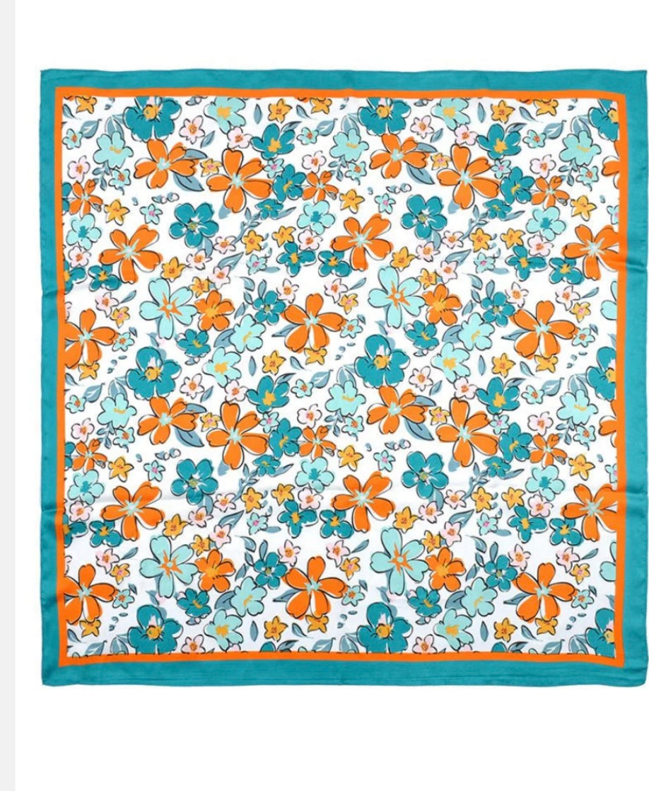 teal floral scarf