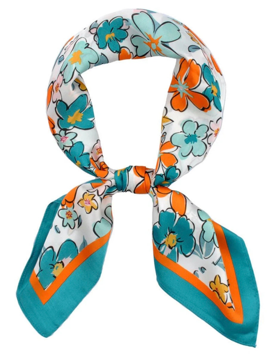 teal floral scarf