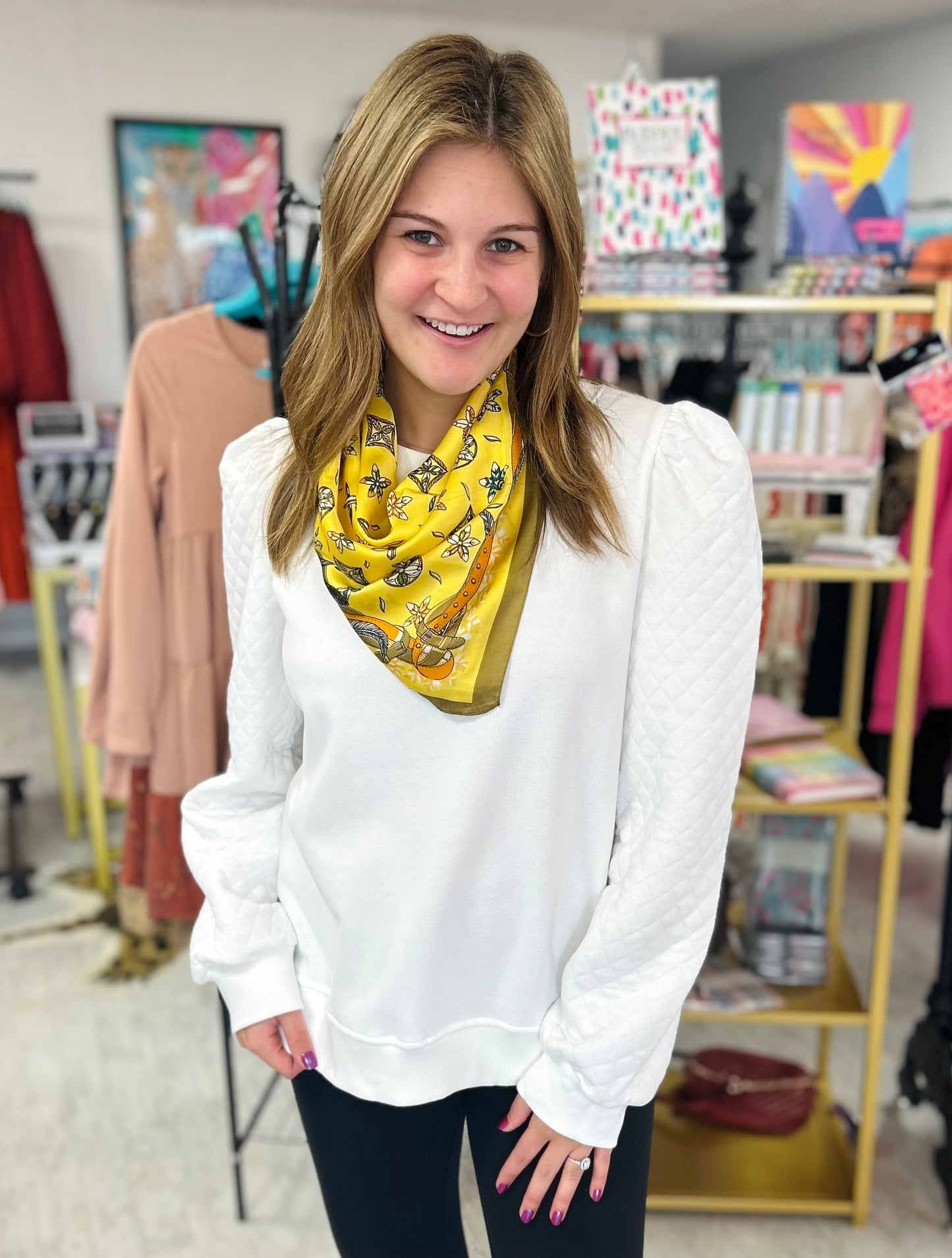 yellow satin scarf