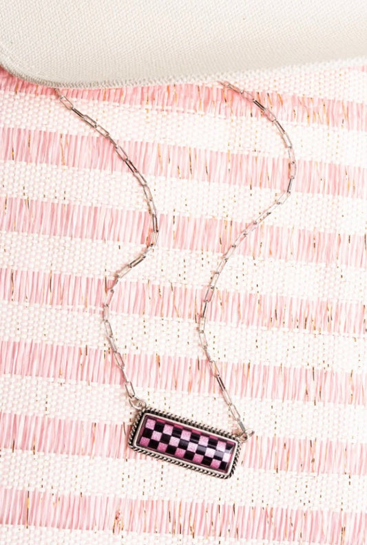 pink checkered necklace