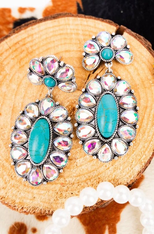 crystal + turquoise earrings