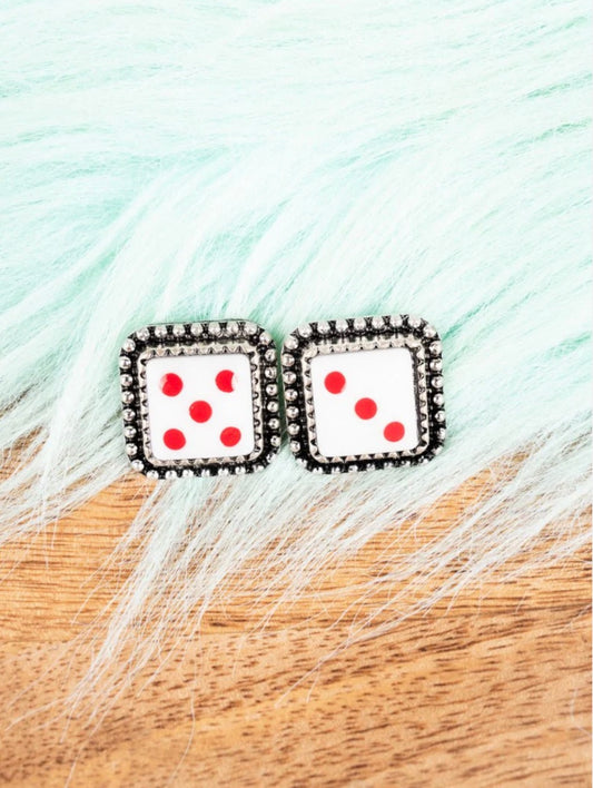 red dice earrings