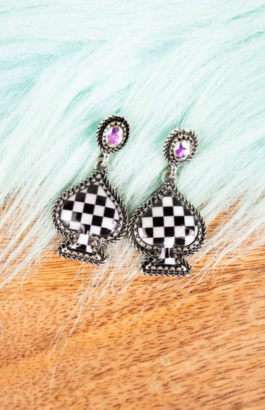 spade checkered earrings