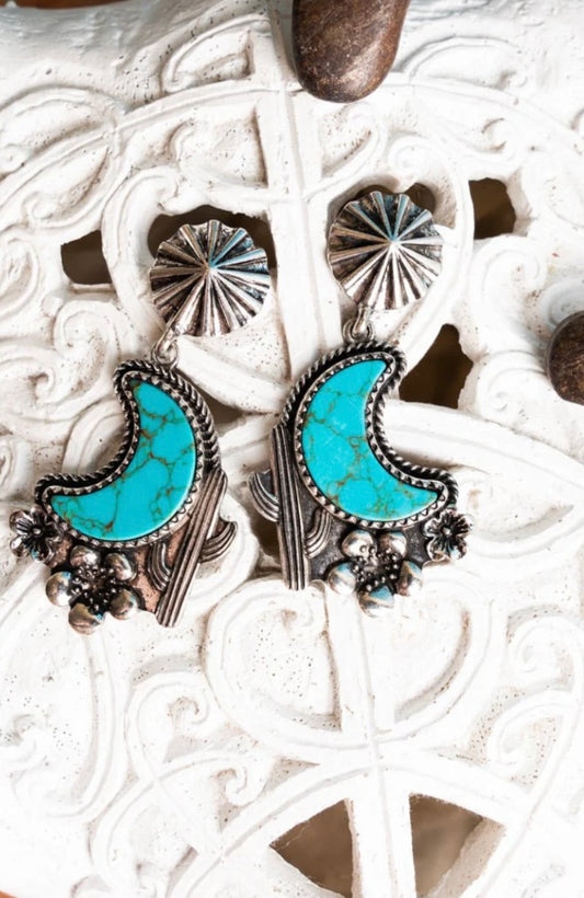 turquoise moon earrings